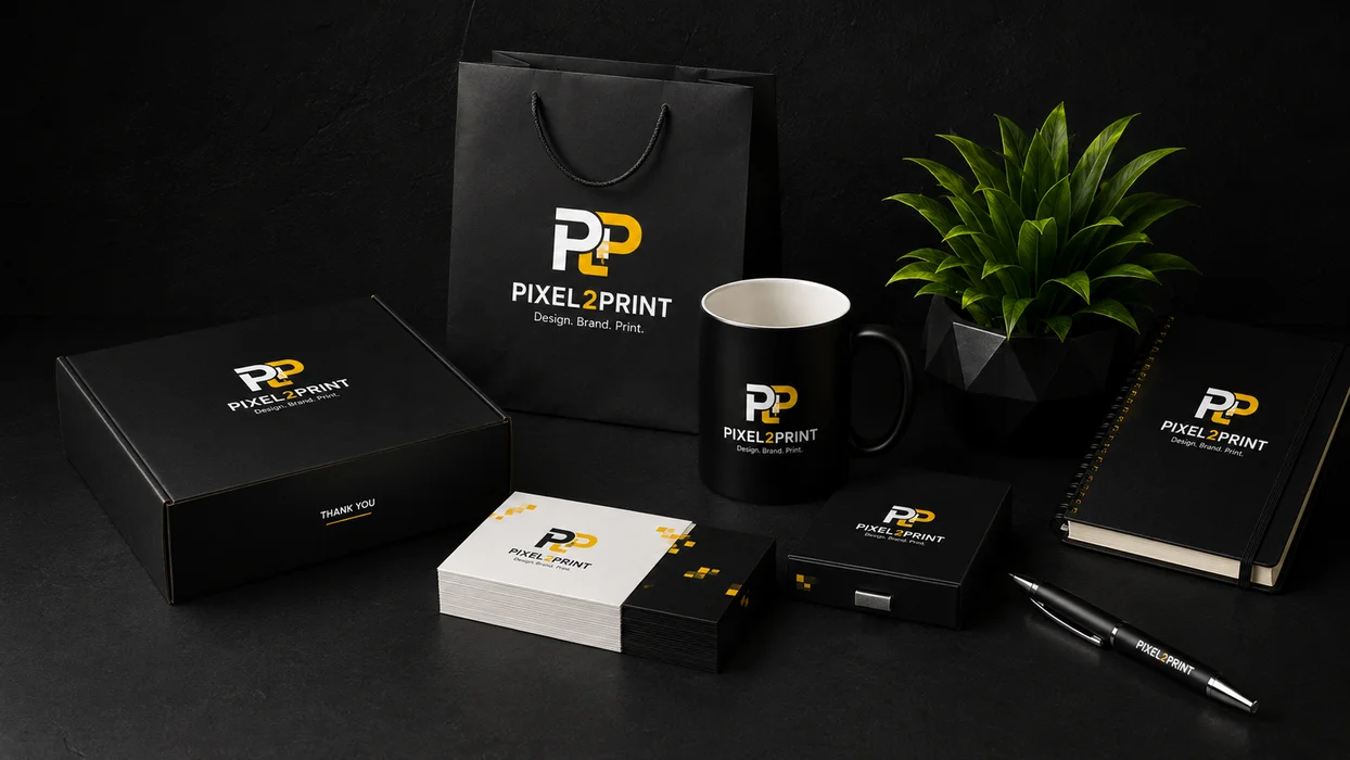 Pixel2Print branded merchandise spread